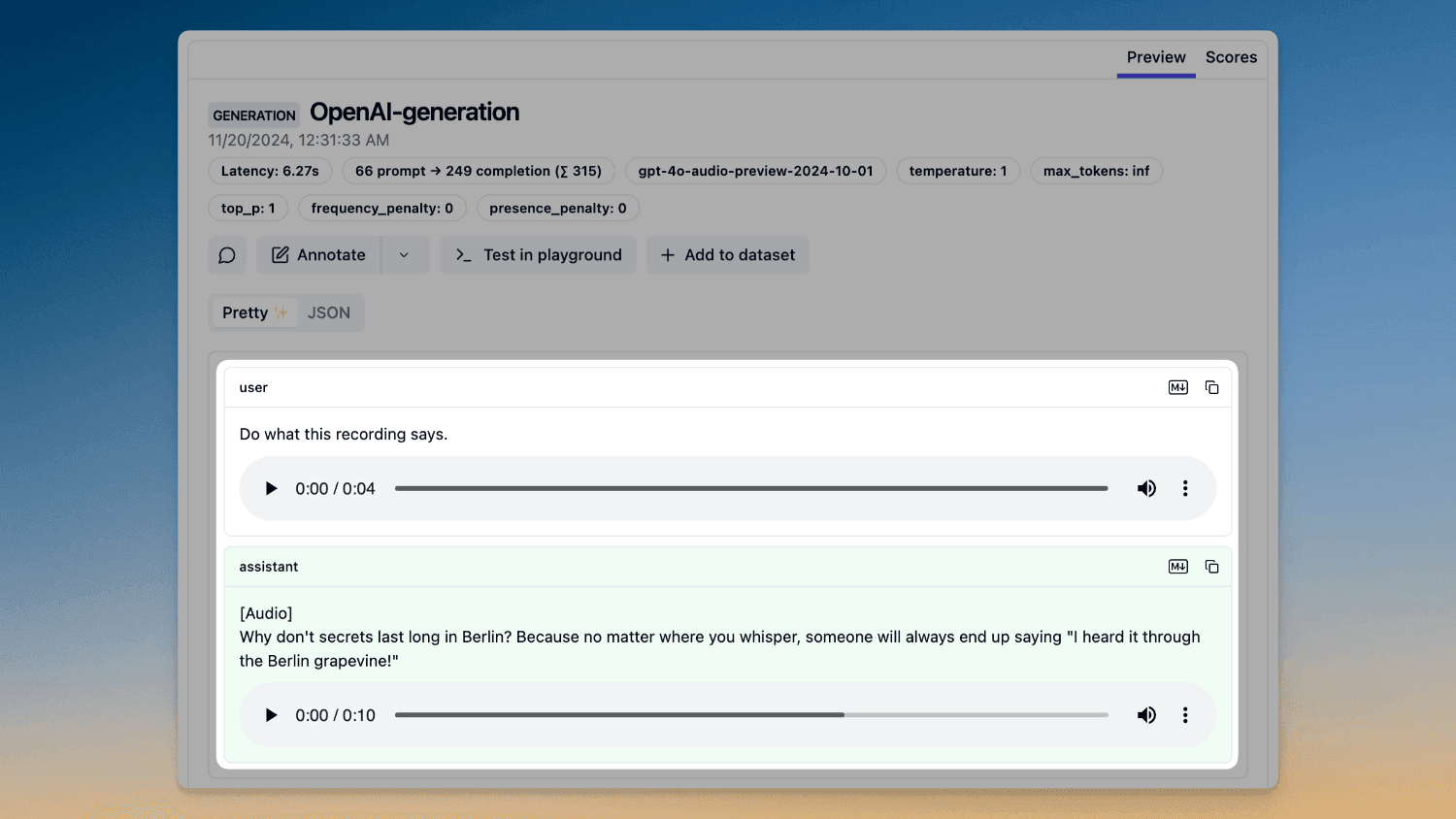Full multi-modal support, including audio, images, and attachments